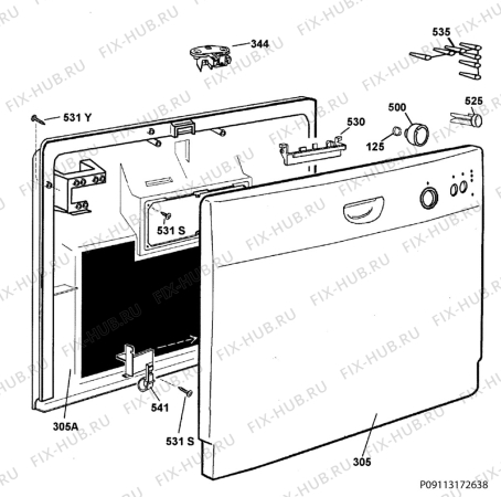 Взрыв-схема посудомоечной машины Zanussi ZDM11301WA - Схема узла Command panel 037